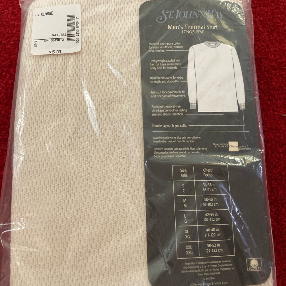 NIP Men’s St. John’s Bay Thermal Shirt XL - Picture 4 of 5